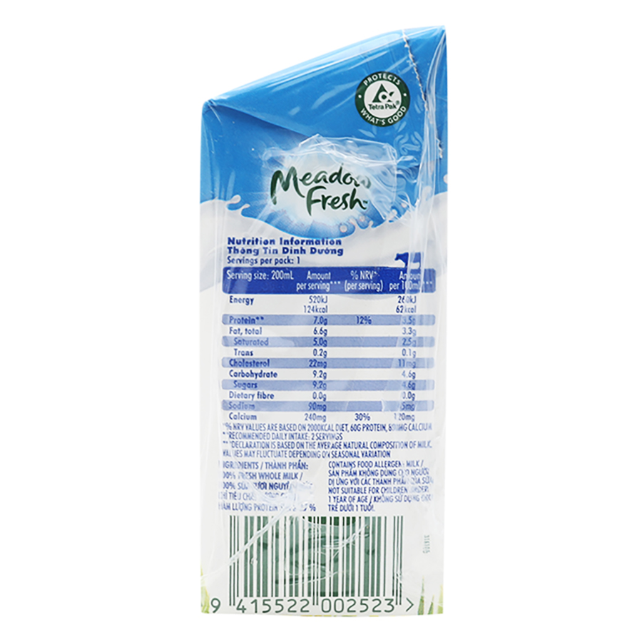 Thùng 24 Hộp Sữa Tươi Nguyên Kem Meadow Fresh (200ml / Hộp)