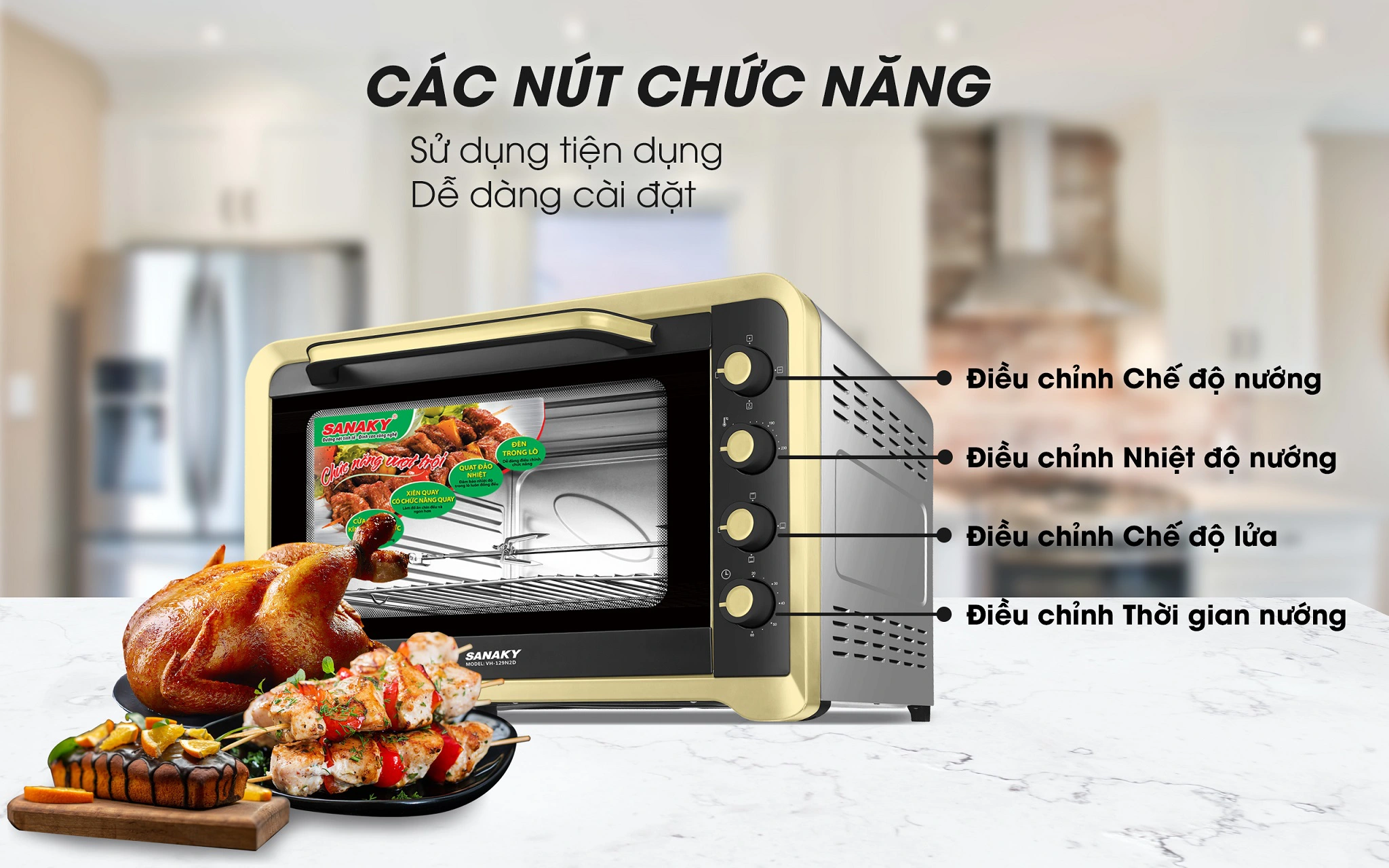 Lò nướng Sanaky VH-129N2D - Hàng Chính Hãng - Chỉ Giao Hồ Chí Minh