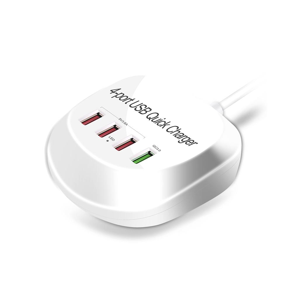 Bộ sạc WLX-T3 + 4 cổng USB QC3.0 Sạc nhanh cho máy tính bảng / điện thoại / máy tính xách tay