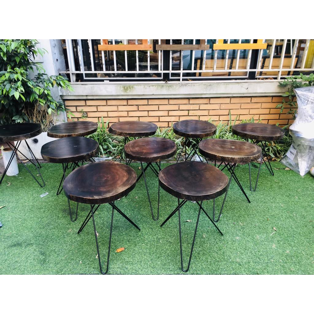 Bàn trà sữa trà chanh gỗ xà cừ chân hairpin cao 40 - 2 thanh | bàn trà chanh vỉa hè| bàn cafe