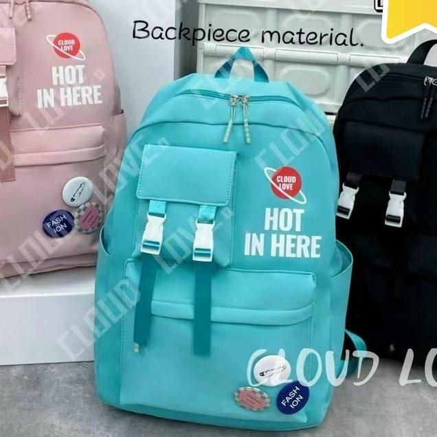 Balo Ulzzang dù chống nước, balo basic chữ hot in here, balo học sinh mã 83961