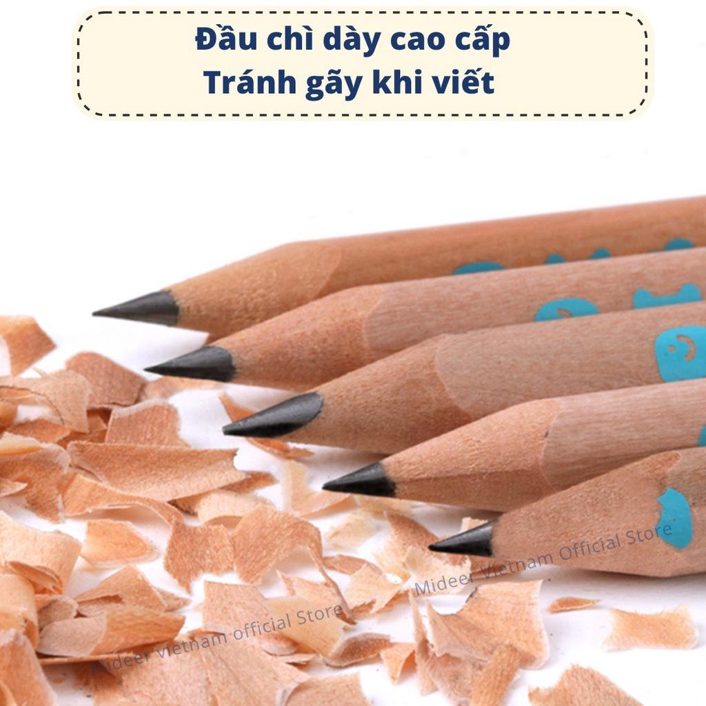 Bộ bút Chì 2B 4B 6B hộp 6 bút chì tặng kèm Gọt bút, Mideer Thick Triangular Pencils, Đồ dùng dụng cụ học tập cho bé