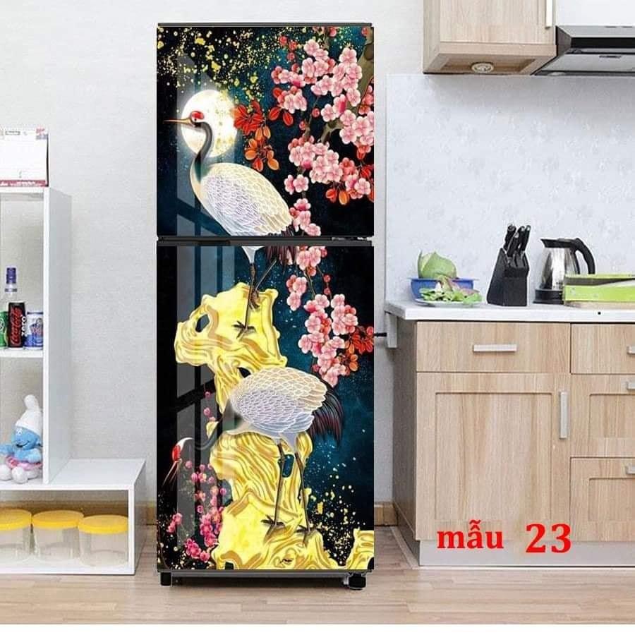 MIẾNG DÁN TỦ LẠNH ĐÀO HỒNG HẠC ĐÓN TẾT