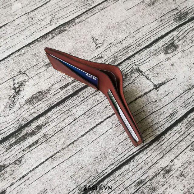 Bóp ví nam, ví ngang, ví nam da bò, bóp nam da bò, ví da nam, ví nam mini da bo khâu tay - Dyshop VN01P223
