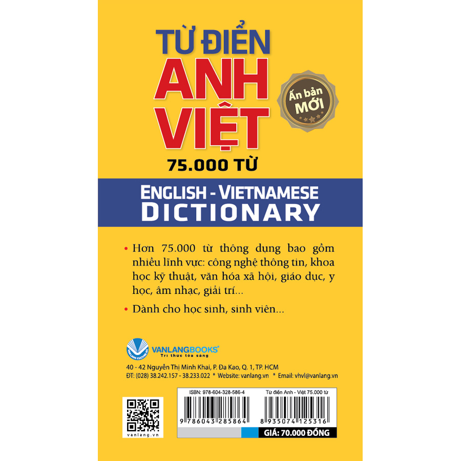 Từ Điển Anh - Việt 75.000 Từ (Tái Bản)