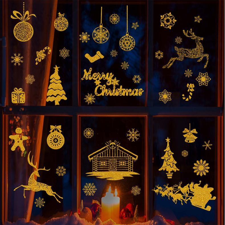 Decal Trang Trí Noel Hai Mặt Hít Tĩnh Điện - PHỤ KIỆN NOEL KIM TUYẾN NHIỀU MẪU