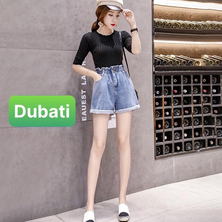 QUẦN SHORT SỌT JEAN LỬNG KIỂU NGỐ NỮ CHẤT BÒ XANH LƯNG THUN CẠP CHUN 2 CÚC LƯNG CAO NÂNG MÔNG CAO CẤP DB-1506 - DFASHION