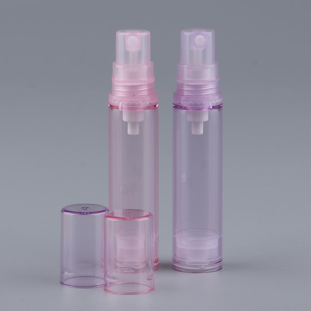 3Pcs 10ml Empty Airless Pump Bottles Refillable Cosmetic Containers Pink
