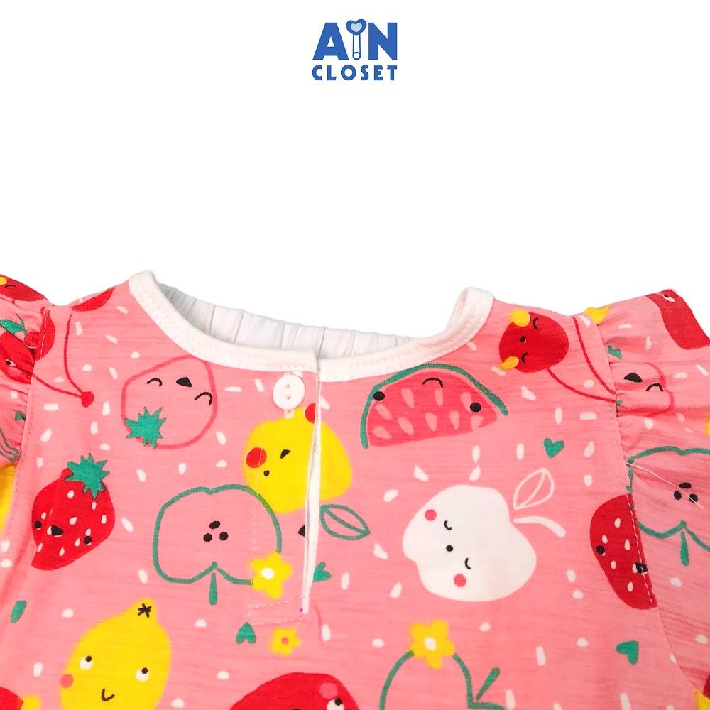 Bộ quần áo ngắn bé gái họa tiết Trái cây hồng thun cotton - AICDBGU0NK8V - AIN Closet