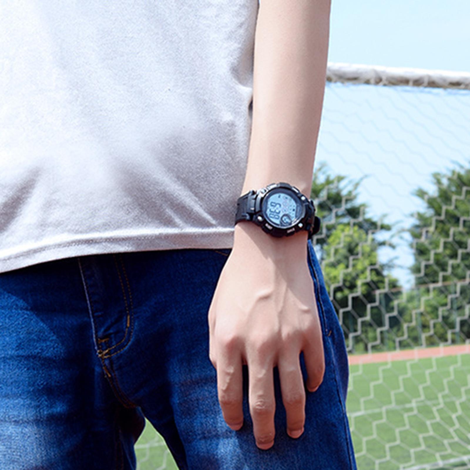 Electronic Watch Waterproof Alarm Stopwatch 12/24 Hours Wrist Watch for Outdoor Sports Boys