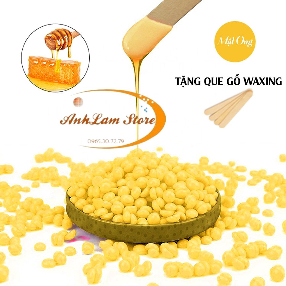 [300g] SÁP WAX TẨY LÔNG NÓNG CAO CẤP ANHLAM Giúp Da Láng Mịn, An Toàn, Lành Tính, Không Đau - Phù hợp mọi loại da, Hiệu quả wax tẩy lông nách, wax tẩy lông vùng kín, bikini, wax lông tại nhà, tẩy da chết - Tặng que gỗ chà sáp