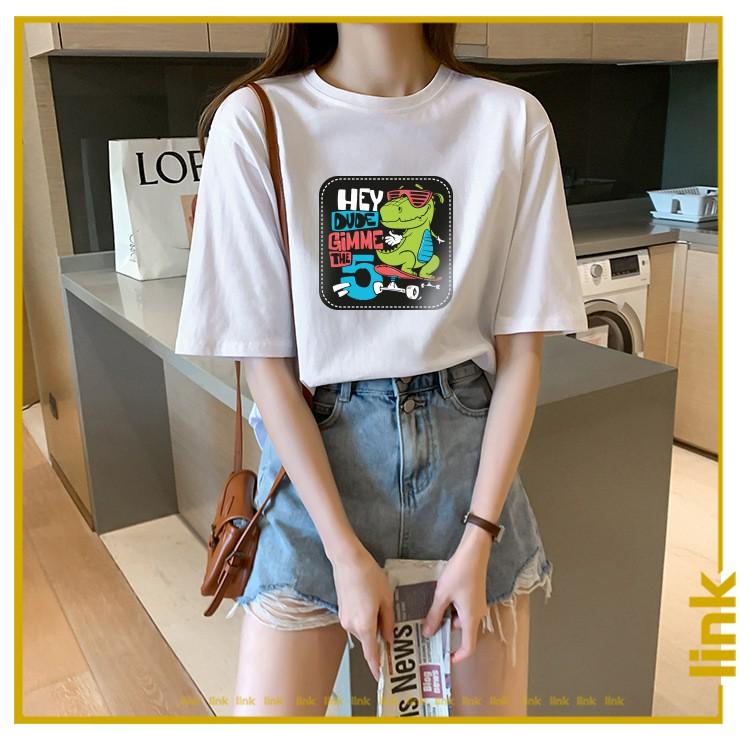 Áo thun tay lỡ KHỦNG LONG TRƯỢT VÁN siêu ngộ nghĩnh dáng rộng unisex