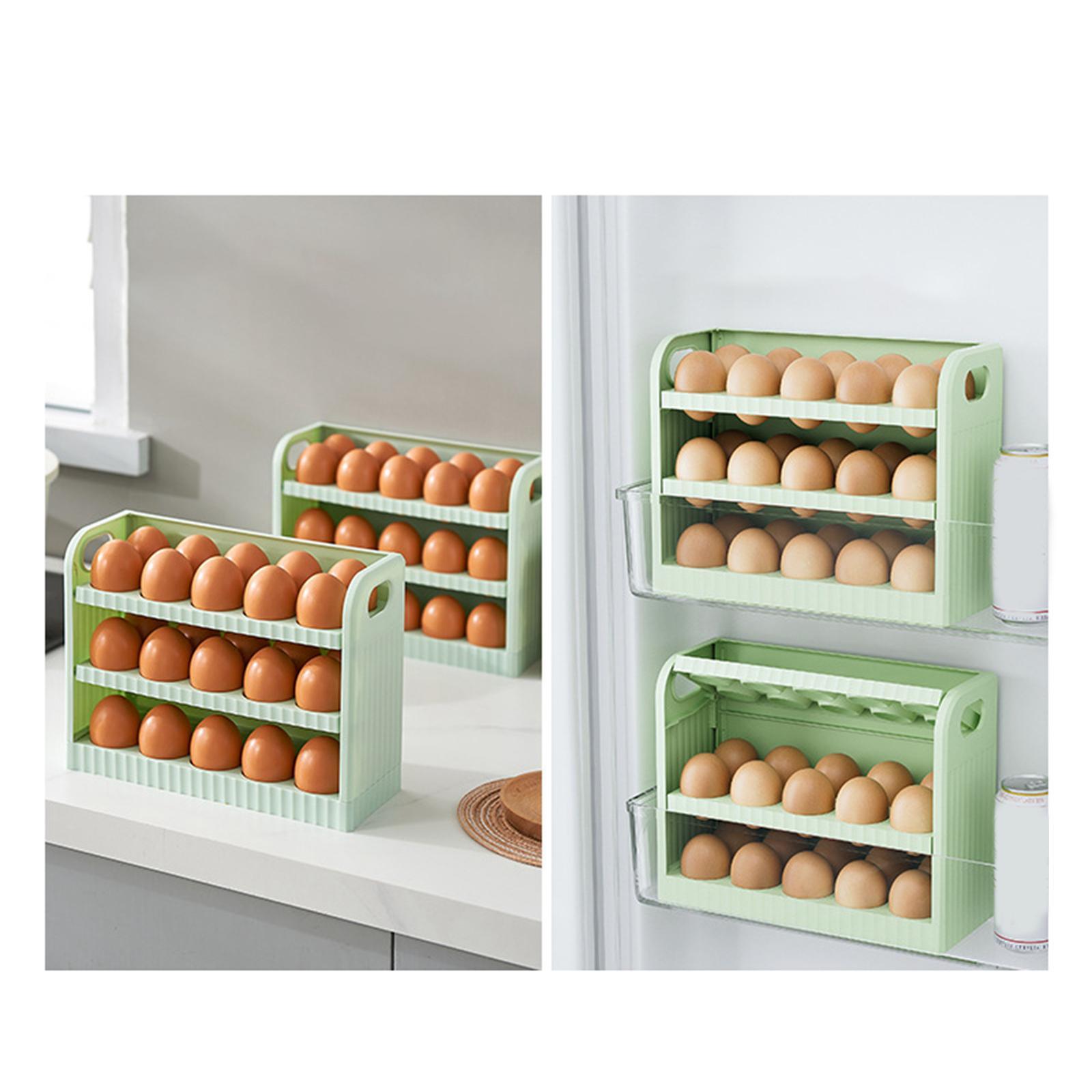 Eggs Holder for Refrigerator Eggs Container with Handle for Pantry  White