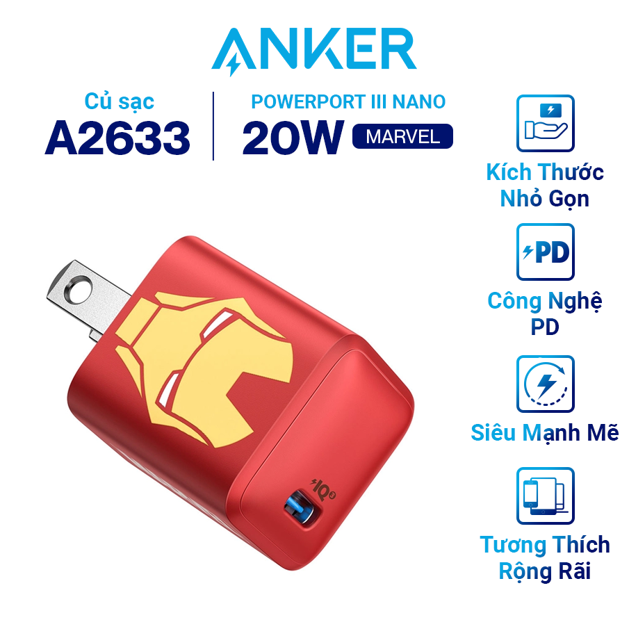 Hình ảnh Adapter Sạc ANKER PowerPort III Nano 20W Phiên Bản Marvel Giới Hạn - A2633 - Hàng Chính Hãng