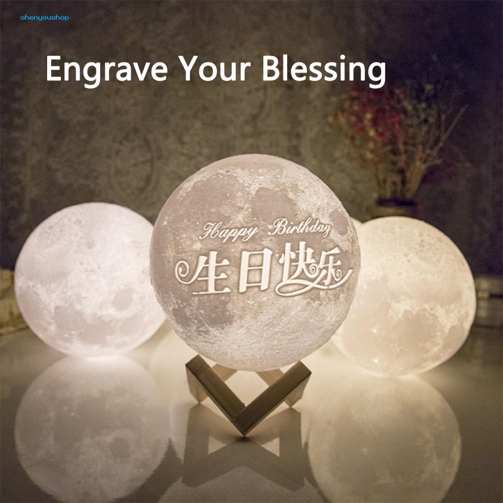 1 Bộ Đèn LED Hình Mặt Trăng 3D Tiết Kiệm Năng Lượng Có Thể Sạc Lại