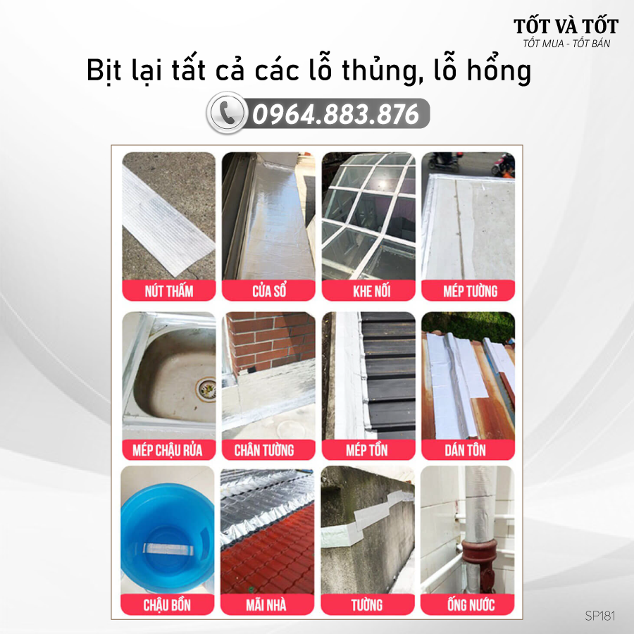 Băng dính chống thấm chống dột kích thước 5cmx5m