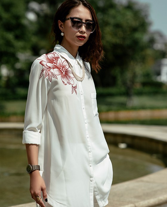 Áo Thêu 3D Kiểu Áo Sơ Mi Oversized Cá Tính | Thời trang thiết kế Hity
