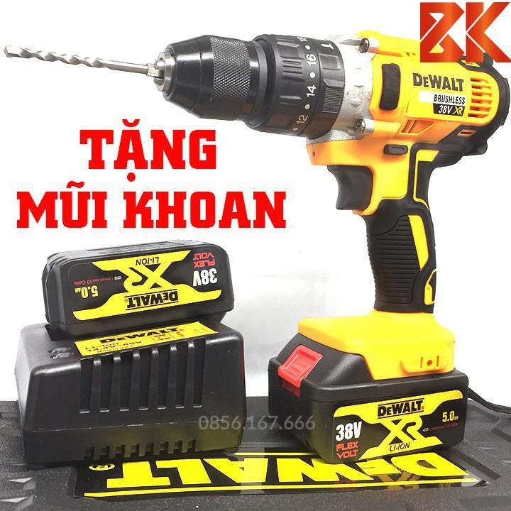 Máy Khoan Bê tông DEWALT 38V - Pin 10 CELL – Máy bắt vít (TẶNG 1 Mũi Khoan) – Không chổi than - 100% Lõi Đồng