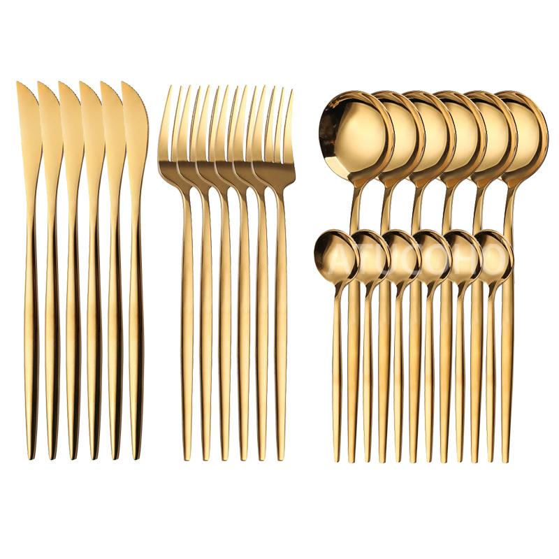 24PCS Bộ Dao Kéo Inox Chén Ăn Bộ Dao Dĩa Cà Phê Thìa Phẳng Bằng Bộ Đồ Nhà Bếp Cao Cấp Tinh Tế Bộ Đồ Ăn