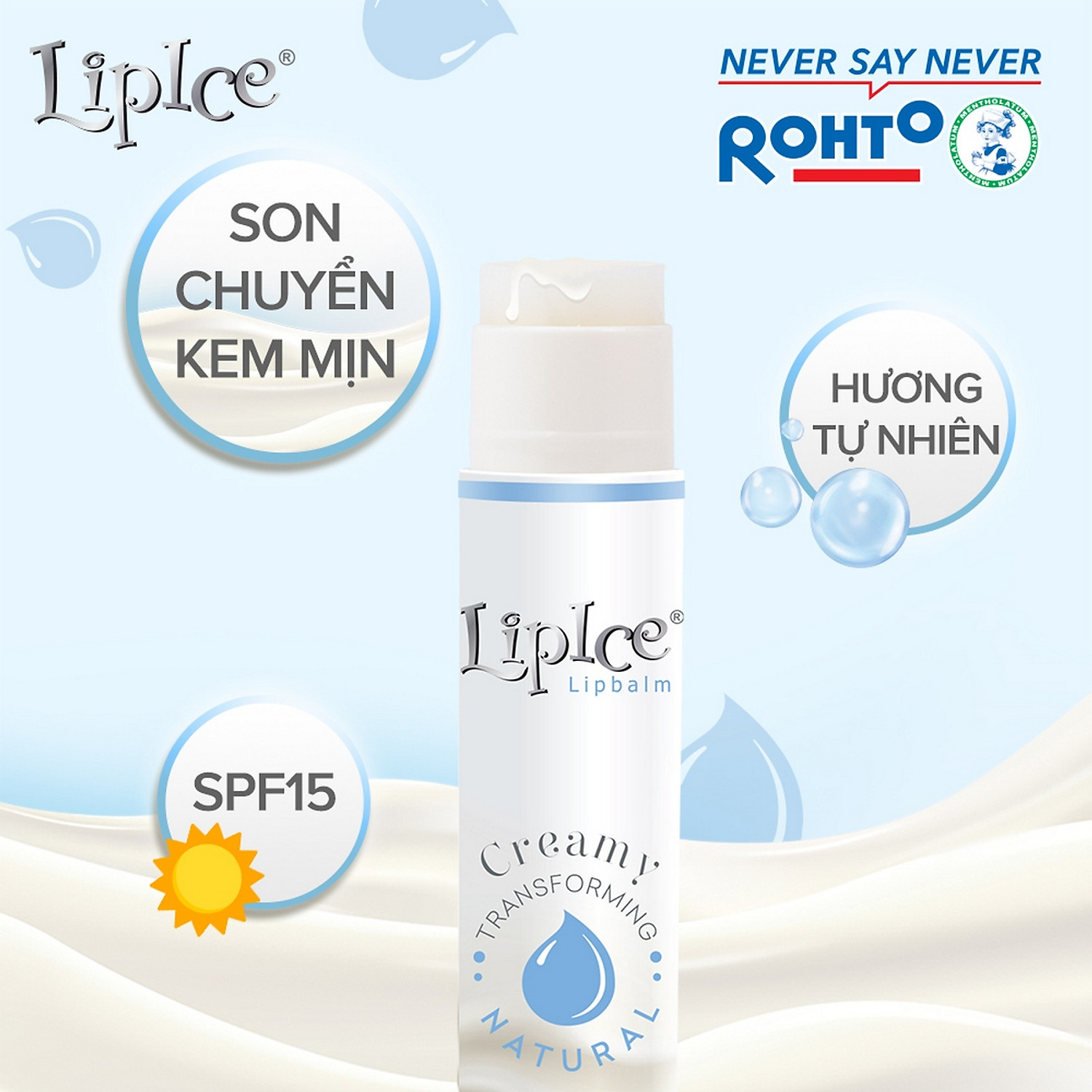 Son dưỡng môi không màu chuyển kem mịn LipIce Creamy Hương Tự Nhiên (Natural) 3.3g