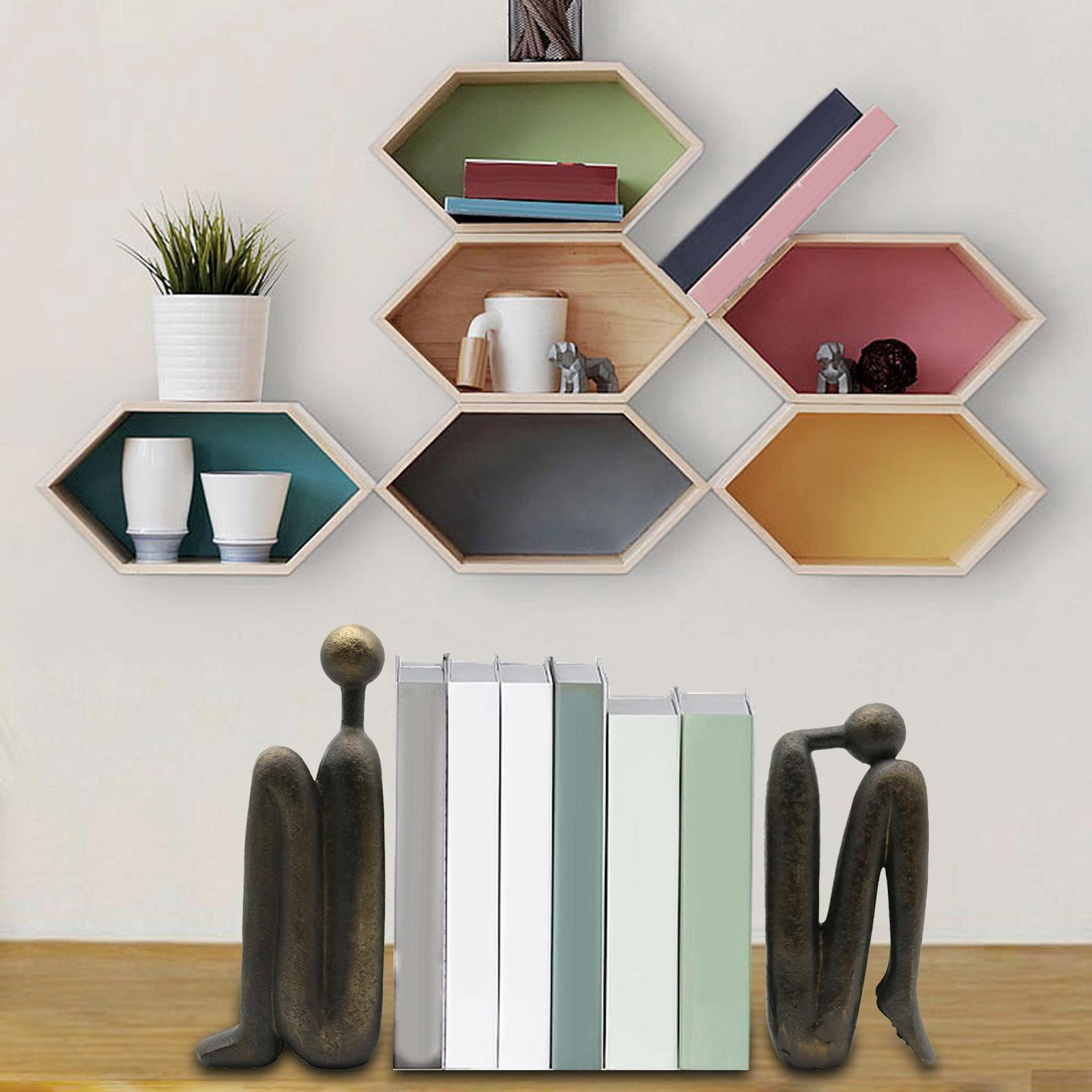Thinker Bookends Figurine Bookend Sculpture Ornament Living Room Desktop Decorative Bookends Book Stand Nordic Bookends for Shelves