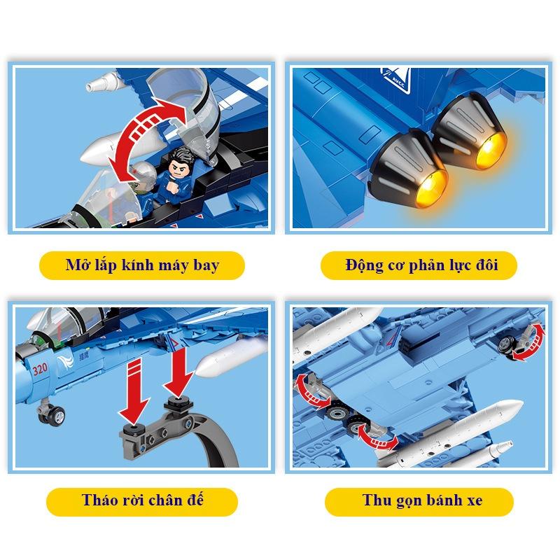 Đồ chơi Lắp ráp Máy bay Falcon L-15, Sembo Block 202187 Falcon Advance Trainer, Xếp hình thông minh, Mô hình máy bay