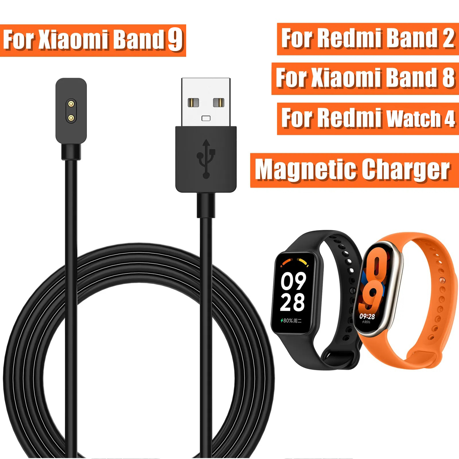 Dây Cáp Sạc Từ Tính Cho Redmi Band 2 / Redmi Watch 3 Active / Redmi Watch 3 Lite / Redmi Watch 4 / Xiaomi Mi Band 8 / Mi Band 8 Pro / Xiaomi Mi Band 9 / Mi Band 9 Pro / Redmi Watch 5 Active / Redmi Watch 5 Lite - Hàng nhập khẩu