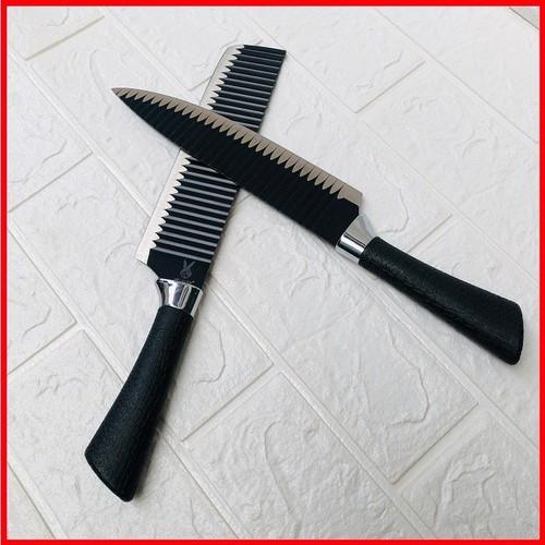 Bộ 2 dao thép không rỉ gợn sóng chống dính siêu bén