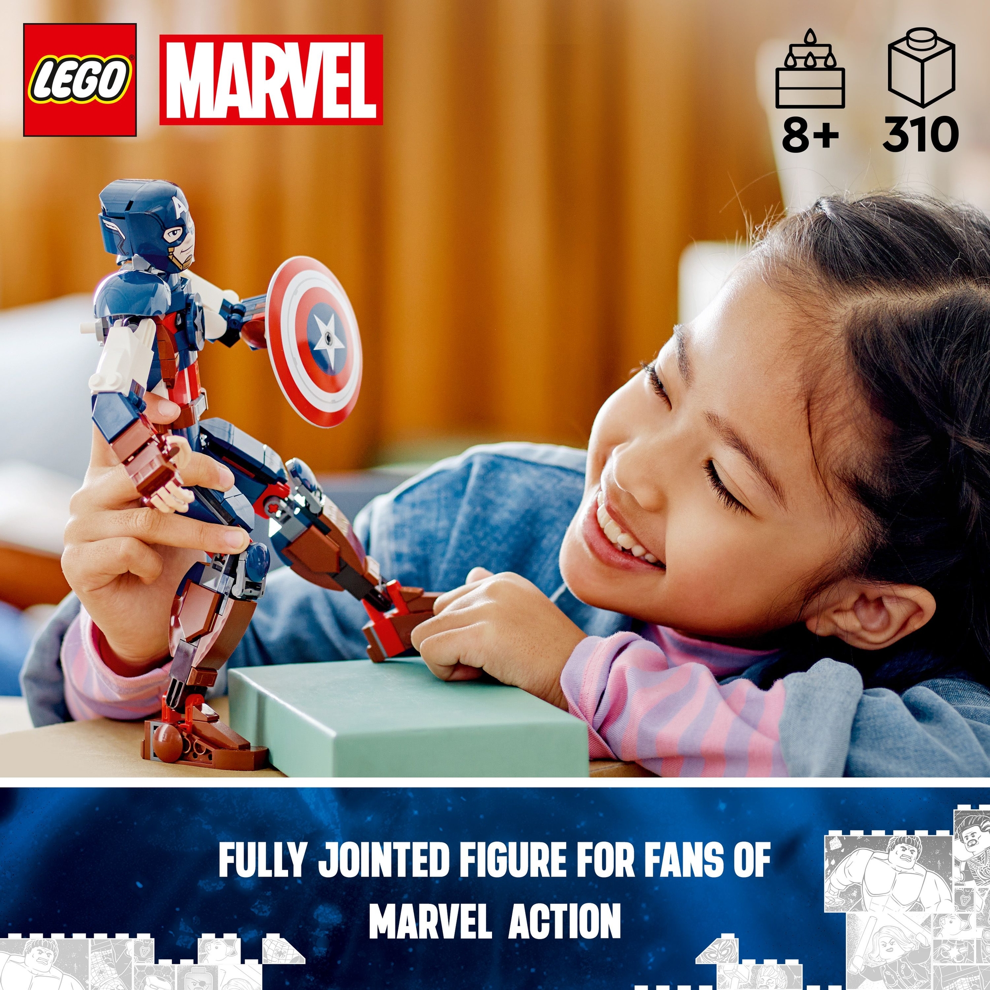 LEGO SUPERHEROES 76258 Đồ chơi lắp ráp Mô hình đội trưởng Mỹ Captain America - (310 chi tiết)