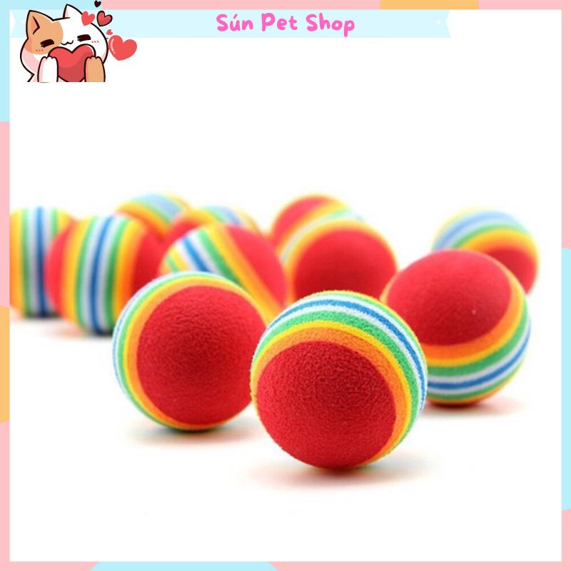 Bóng đồ chơi cầu vồng cho chó mèo - Bóng xốp cao su cho thú cưng