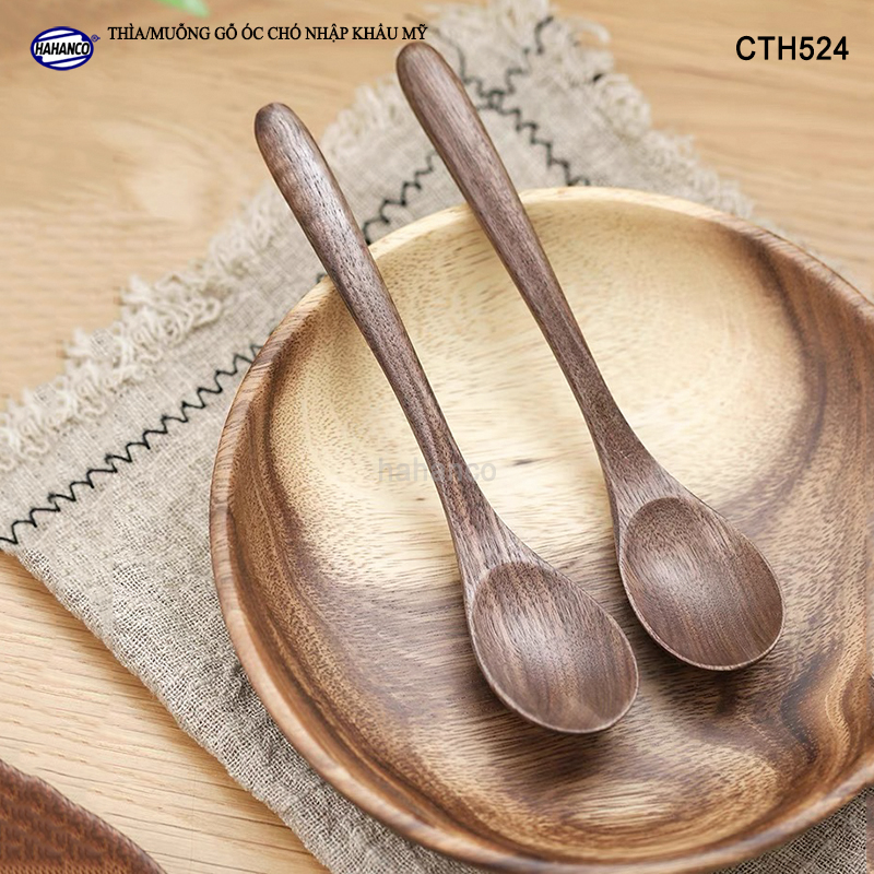 Thìa/Muỗng ăn súp gỗ Óc Chó CTH524 - Phụ kiện thìa gỗ vừa sử dụng chụp ảnh hoặc decor trang trí cho nhà hàng, món ăn