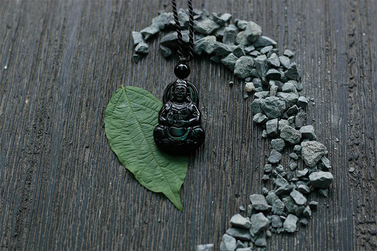 Mặt Dây Chuyền Phật Bà Đá Obsidian Ngọc Quý Gemstones MD48