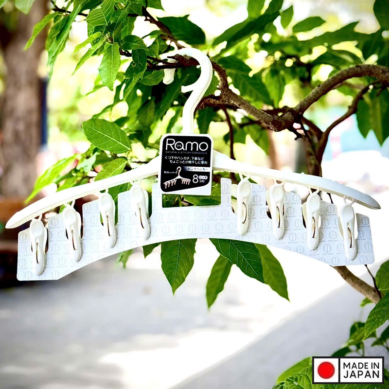 Móc phơi quần áo 8 kẹp Kokubo Ramo - Made in Japan