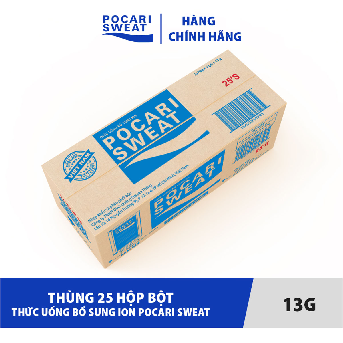 Thùng 25 hộp bột Thức Uống Bổ Sung ION Pocari Sweat (Hộp 5 Gói 13gram)