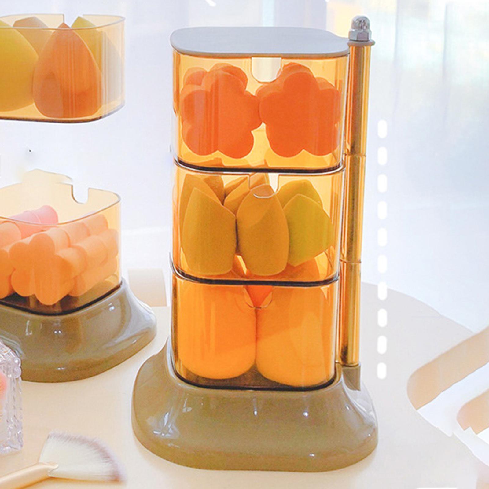 360 Degree Rotation Egg Organizer Box Powder Puff Cosmetic Blender Jewelry