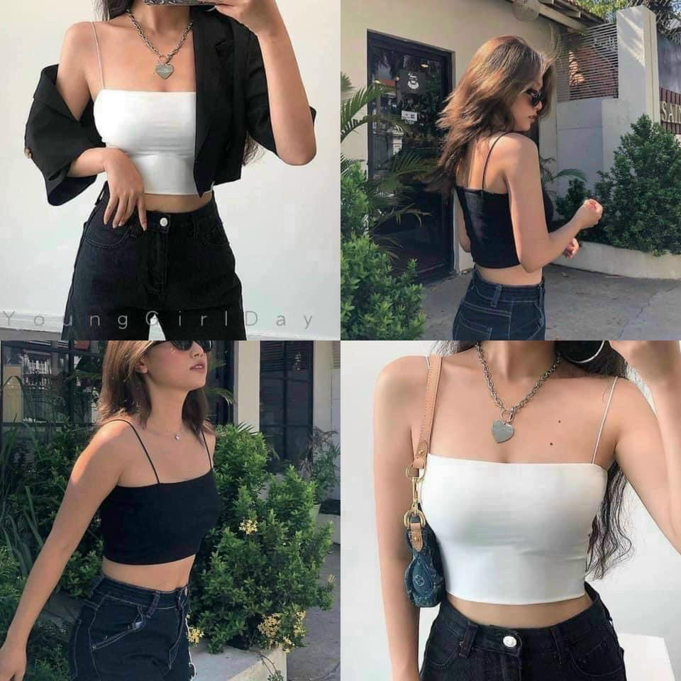 Áo 2 dây sợi bún mảnh co dãn 4 chiều dáng ôm phong cách cá tính HD07