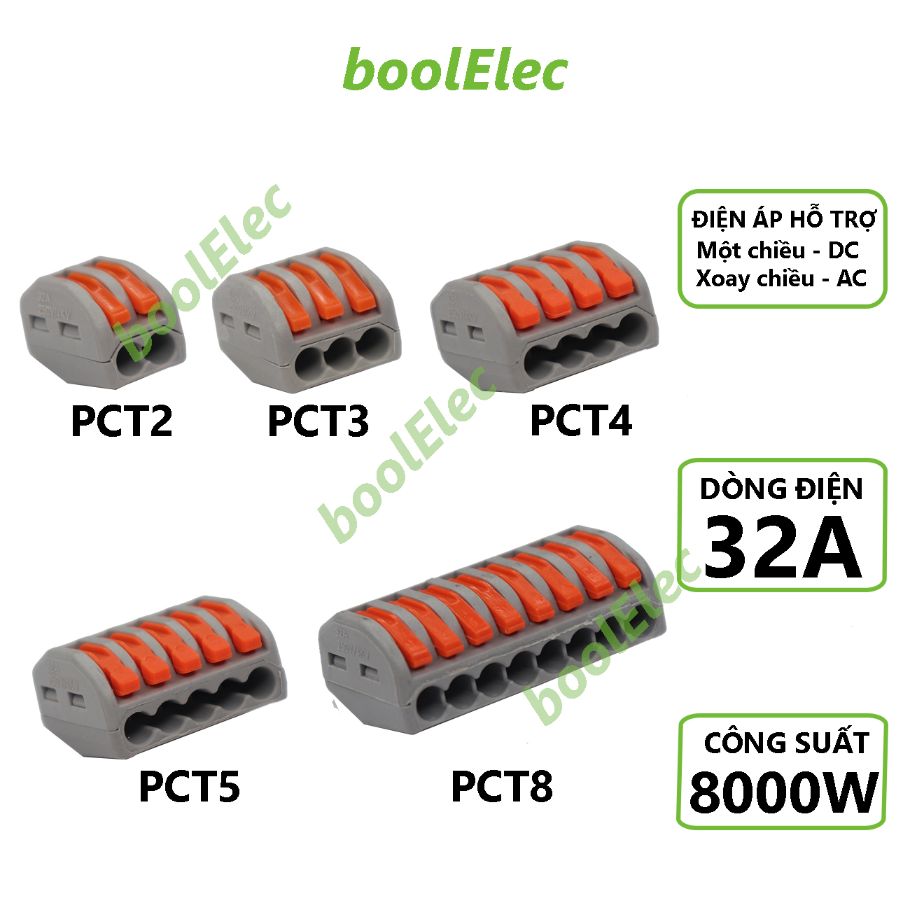 Đầu Nối Dây Điện, Cút Nối Dây Điện, Cút Nối Dây Điện Nhanh Chịu Tải 8000W Dòng Điện 32A