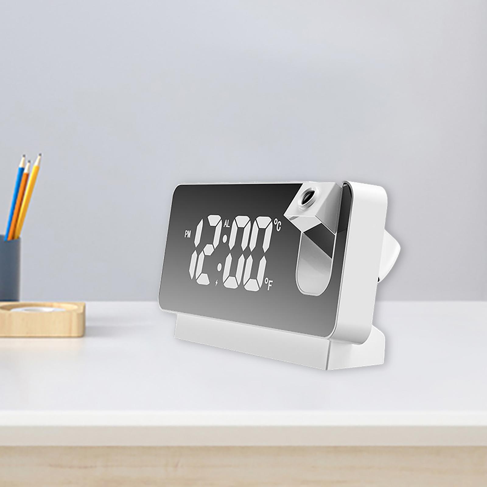 Electronic LED Projector Alarm Clock 180° Rotatable Temperature Display Desktop Clock Alarm Clock for Bedside Teens Heavy Sleepers Office