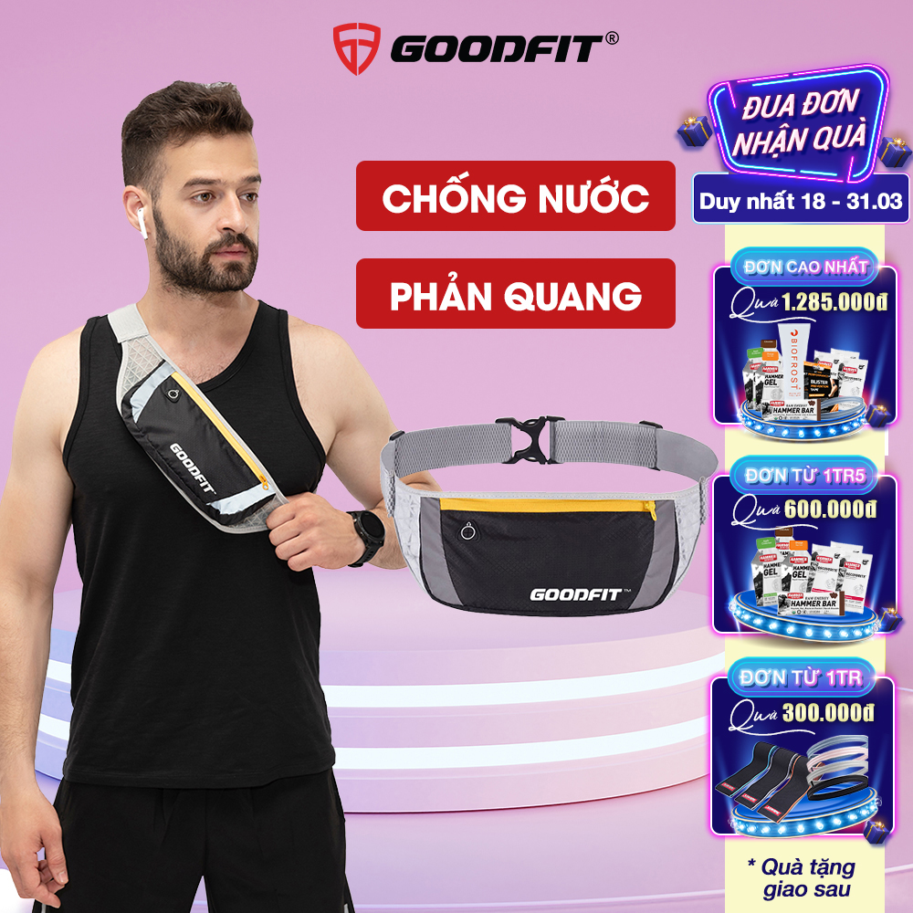 Túi đeo hông, đai chạy bộ nhiều ngăn chống nước, có phản quang Goodfit GF102RB