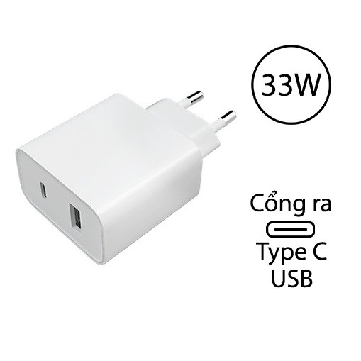 Cốc Sạc Xiaomi Mi 33W Wall Charger Type - C Type - A Bhr4996Gl Mdy - 11 - Ex - Hàng Chính Hãng - White