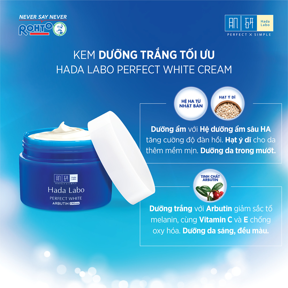 Kem Dưỡng Trắng Da Tối Ưu Hada Labo Perfect White Tranexamic Acid 1% Cream 50g