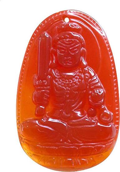 Mặt dây chuyền tuổi Dậu Phật Bản Mệnh Bất Động Minh Vương Mã Não Đỏ tự nhiên