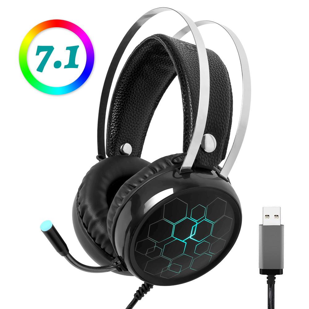 7.1 Chuyên Game Kèm Mic Tai Nghe Âm Thanh Vòm USB Có Dây Game Thủ Tai Nghe Cho Máy Tính Máy Tính Xbox One PS4 Đèn RGB