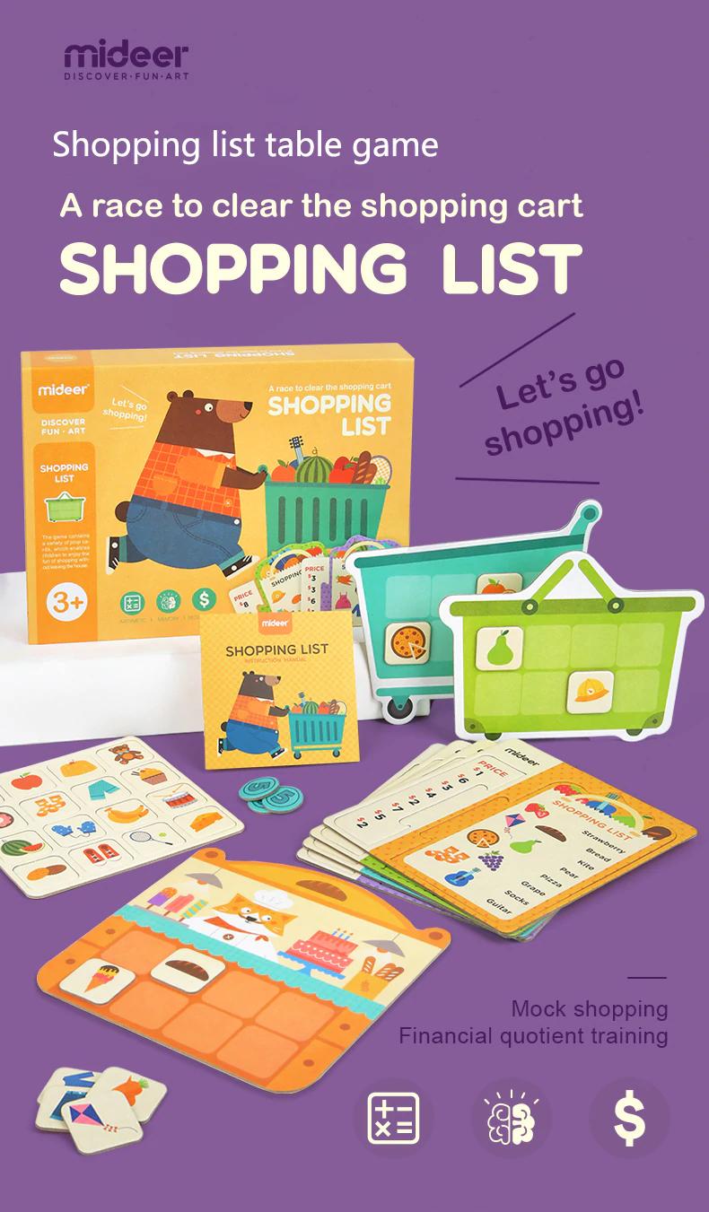 Shopping List - bộ trò chơi học cách đi chợ mua sắm và tiêu tiền cho bé từ 3 tuổi trở lên