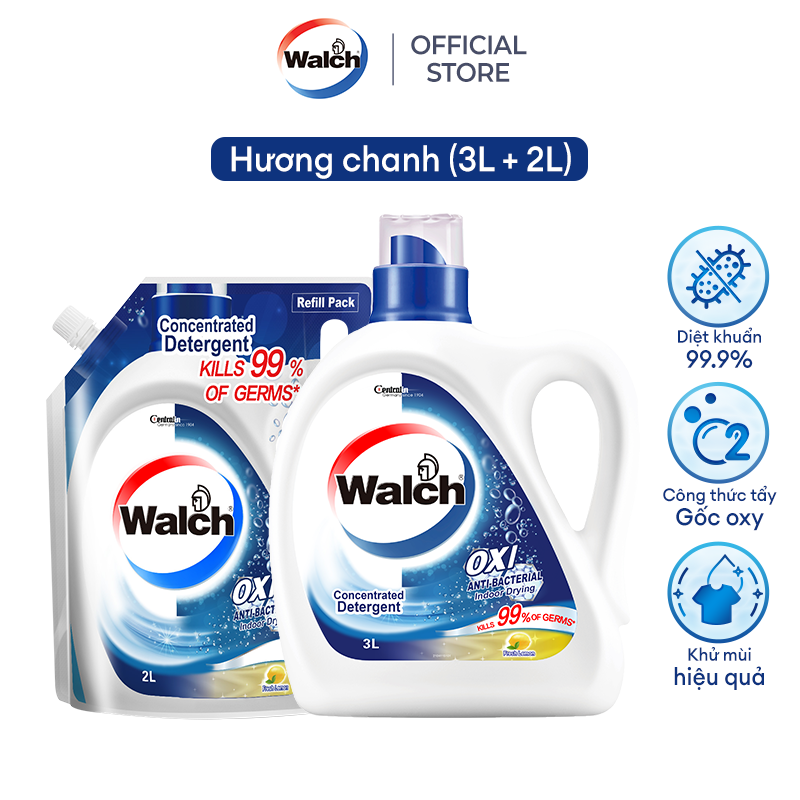Nước giặt Walch đậm đặc siêu tiết kiệm, kháng khuẩn, khử mùi, tiêu diệt mạt bụi 99%, thích hợp cửa trên và cửa trước