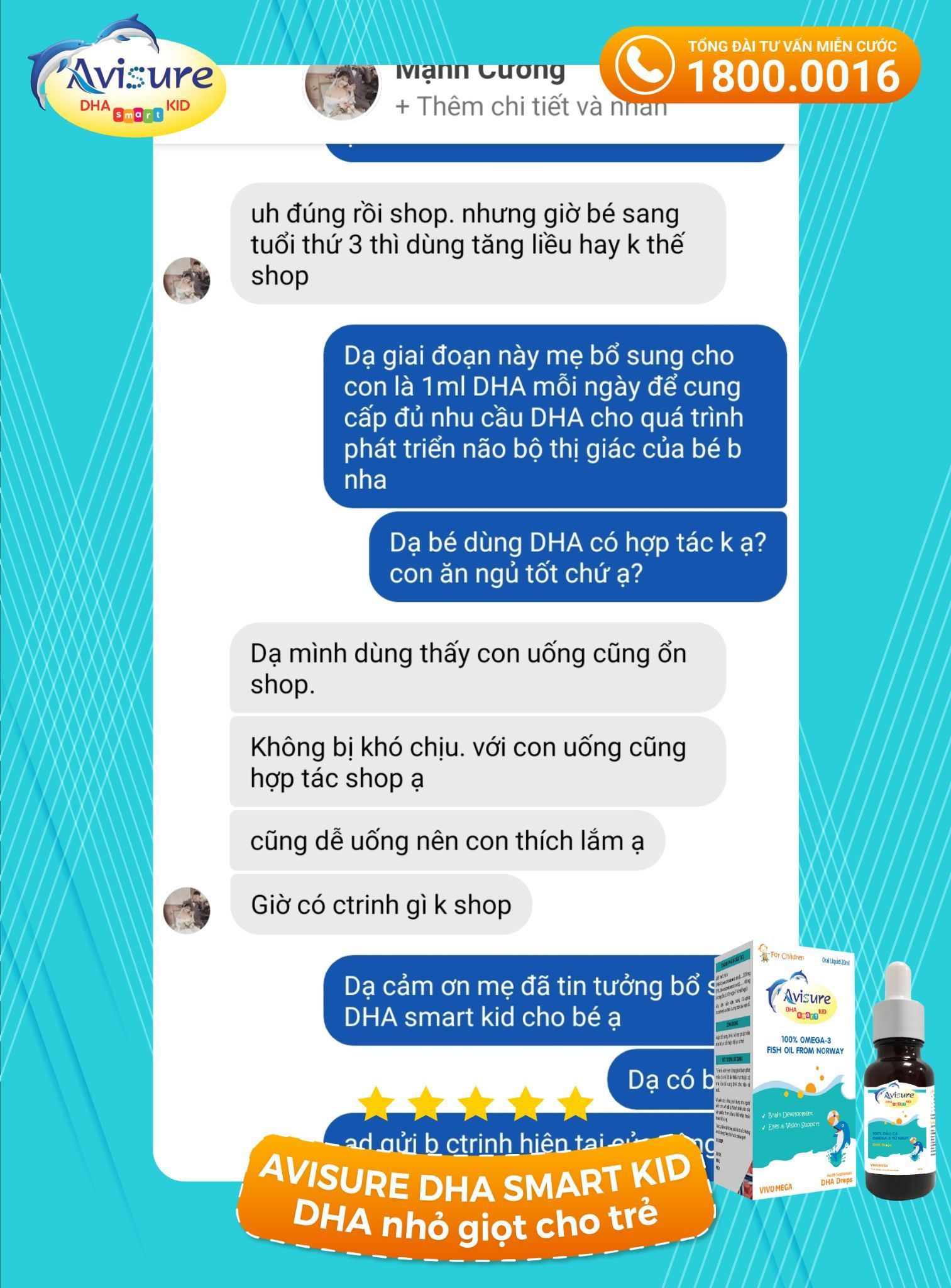 Avisure DHA Smart Kid - DHA tinh khiết cho trẻ THÔNG MINH, MẮT SÁNG dạng nhỏ giọt 20ml