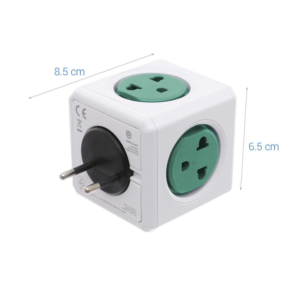 Ổ Cắm Điện Allocacoc PowerCube Original + 2 Sạc USB - Hàng Chính Hãng