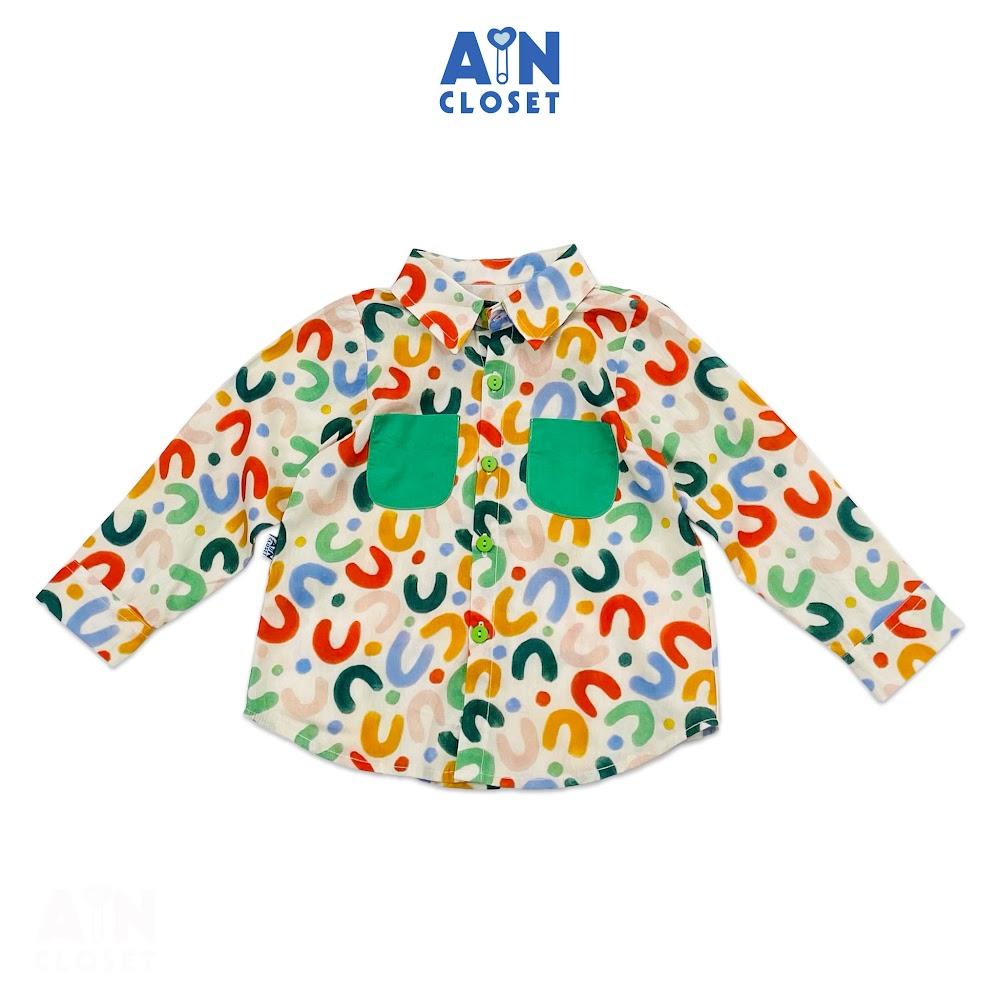 Áo sơ mi dài tay unisex cho bé họa tiết Chữ U cotton - AICDBTLN6SVX - AIN Closet