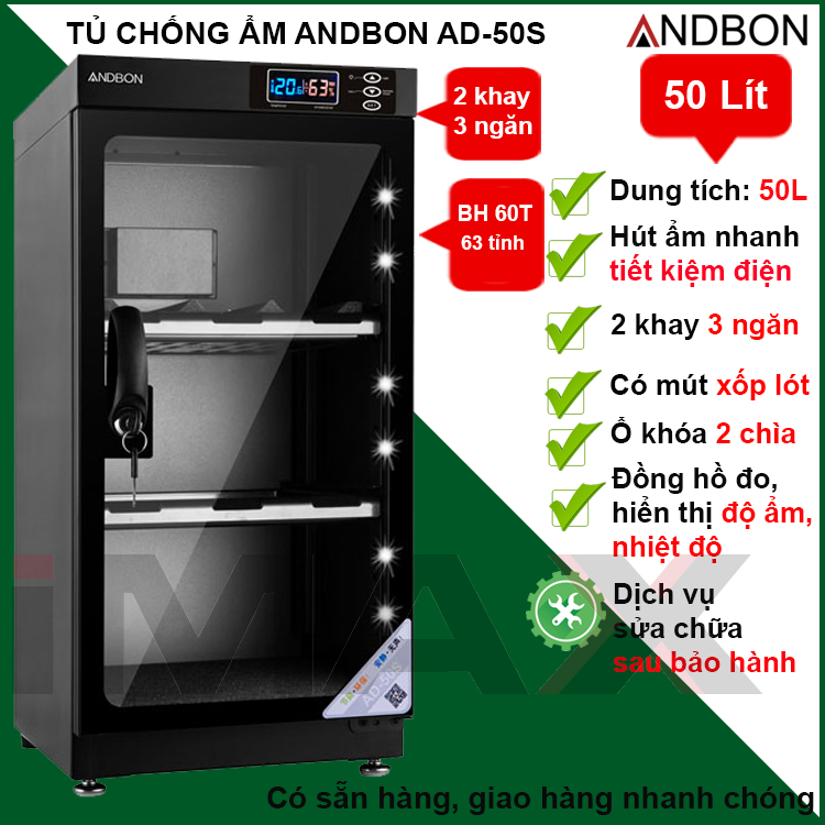 Tủ Chống Ẩm Andbon AD-50S - Hàng Nhập Khẩu
