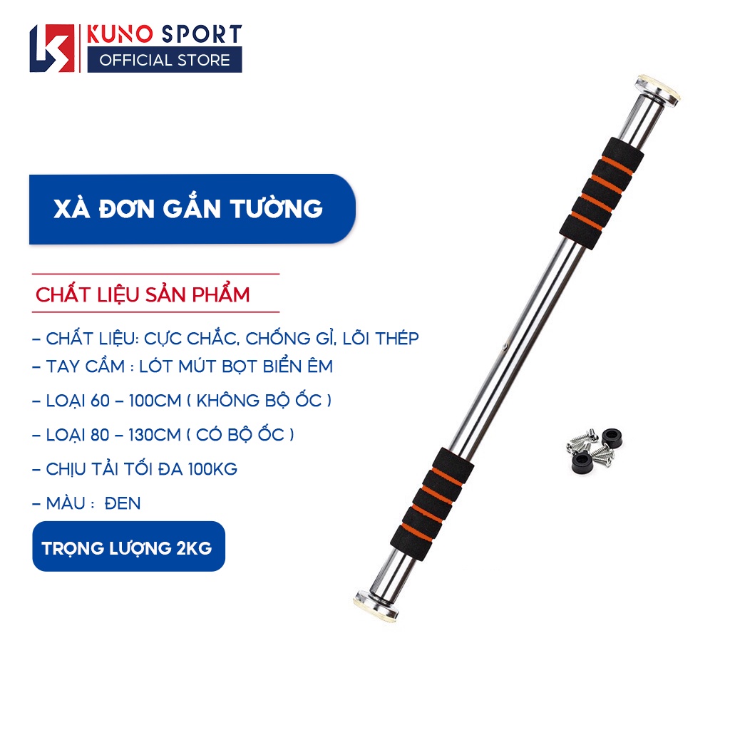 Thanh tập xà đơn gắn cửa KUNOSPORT kích thước tùy chỉnh hỗ trợ tập gym tại nhà hiệu quả